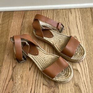Soludo brown leather ankle strap sandals, worn a couple of times.